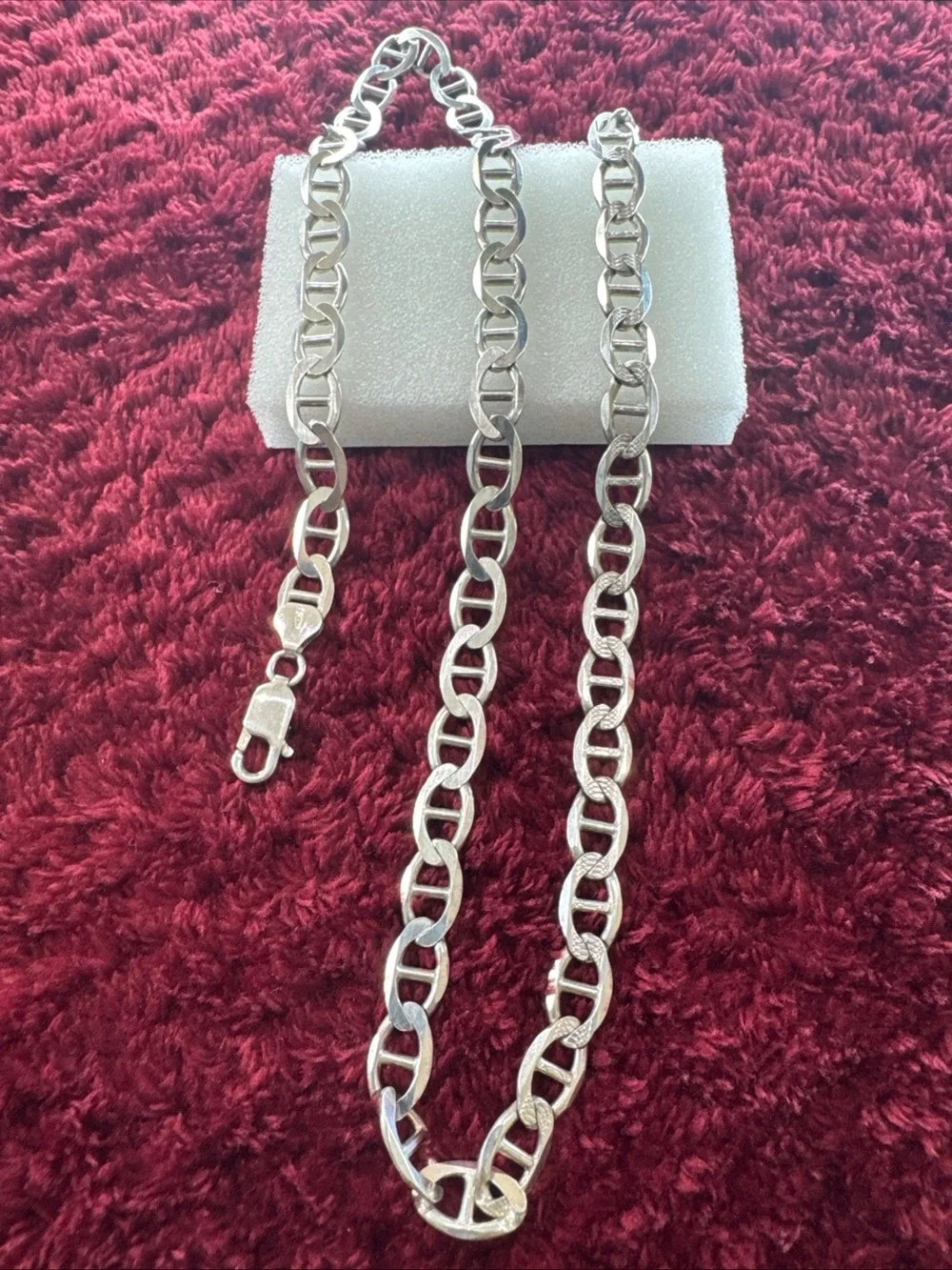 925 Sterling Silver Figaro Chain Necklace 22” 8mm 37.4g Two-Sided